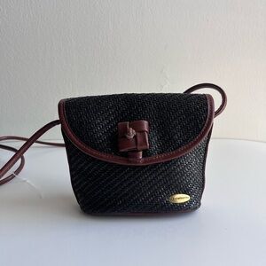 Vintage Liz Claiborne Black and Brown Woven Crossbody Bag Women’s Handbag